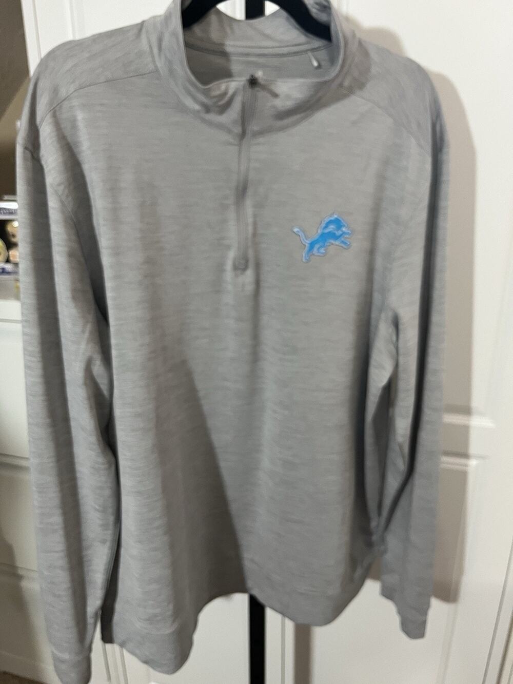 New W/O Tags Antigua Gray Detroit lions Quarter Zip Pullover Dri Fit Fabric XL